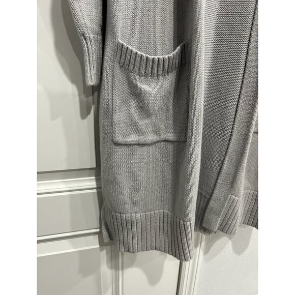 Style & Co Hooded Cardigan Duster Gray Sz Large Open Front Long Sleeve Cozy Knit - Picture 4 of 11
